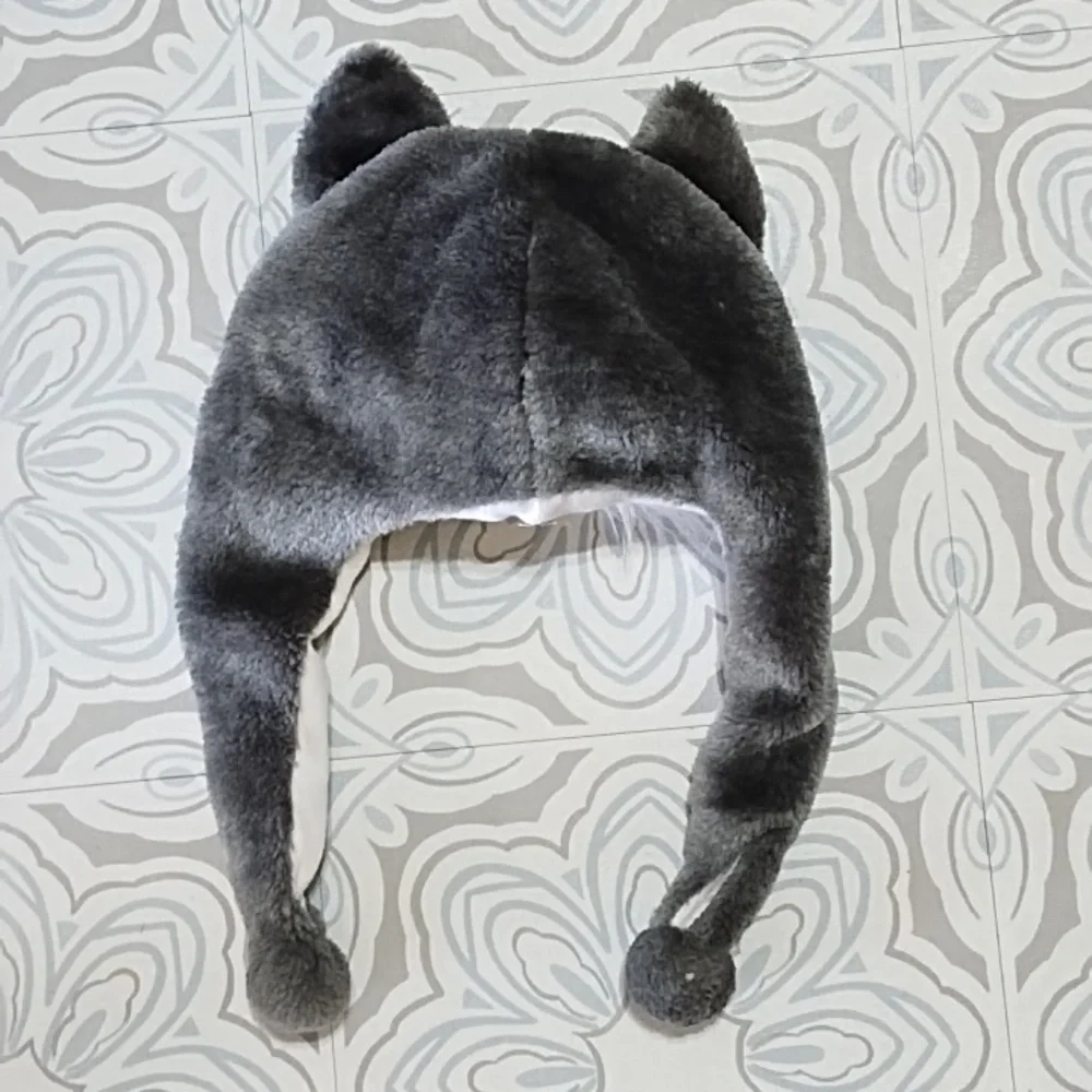 Kids Gray Wolf Cap hat Winter Halloween costume animal headwear b62